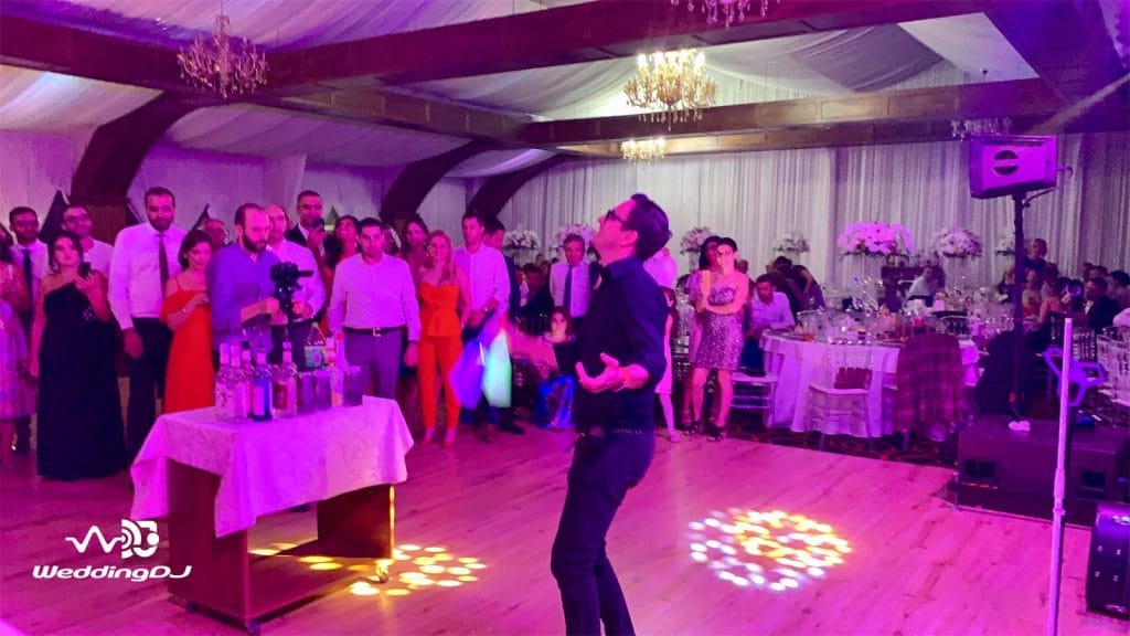 DJ și invitați pe ringul de dans la nuntă – atmosferă de petrecere